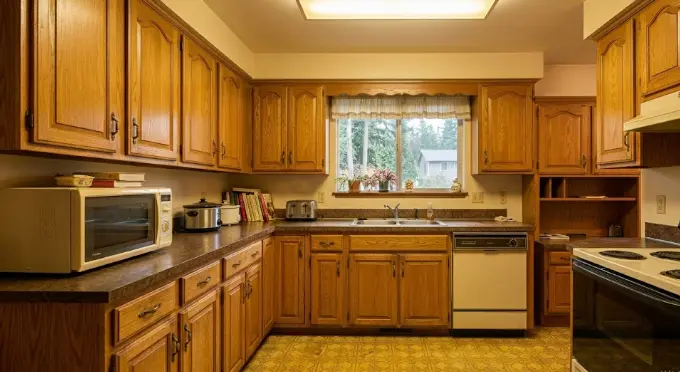 Kitchen cabinets before painting Bothell WA