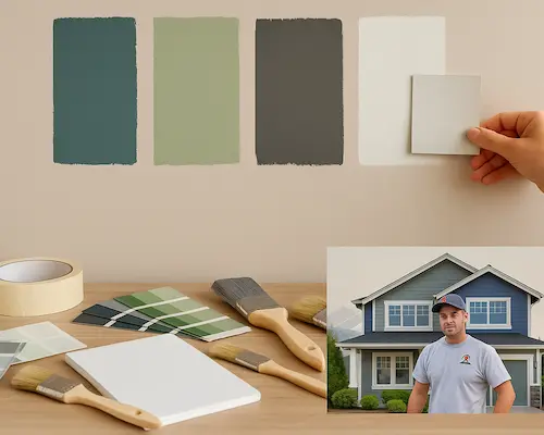 Professional color consultation for interior painting in Bothell showing paint samples and color selection process