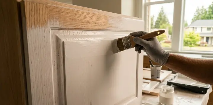 Oak kitchen cabinet painting Bothell WA