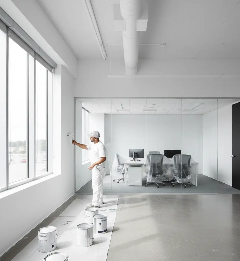 Commercial office painting in Bothell tech corridor showing professional results