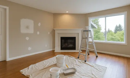 Complete wall restoration project in Bothell showing patching, painting, and texture work