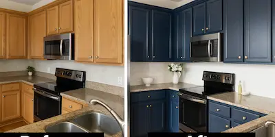 Family-friendly kitchen cabinet painting in Earlington Hill showing durable finish and child-safe features