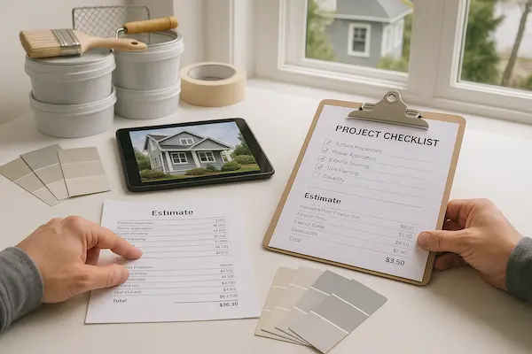 Professional painting contractor documentation and process in Edmonds showing detailed planning