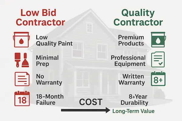 Value comparison chart for painting contractors in Edmonds showing quality differences