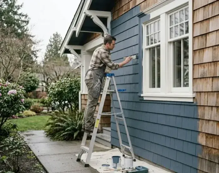 Exterior wall painting in Seattle with weather-resistant coating