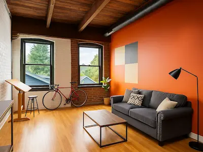Fremont converted loft interior painting showing creative industrial space transformation