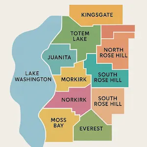 Map of Kirkland neighborhoods we serve for room painting services