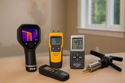 Professional moisture assessment tools used for drywall inspection in Edmonds homes