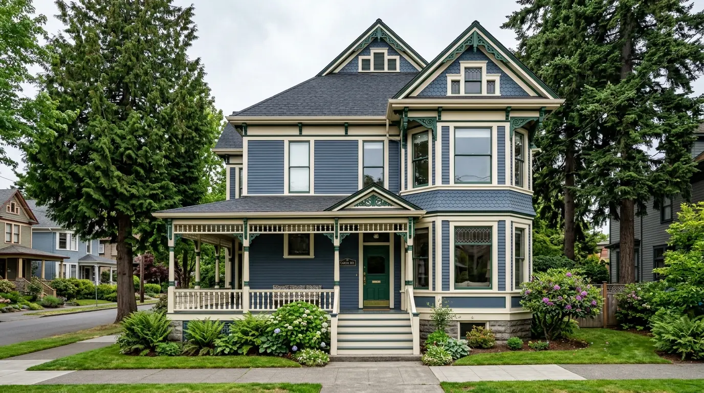 Multi-color exterior repaint on a Capitol Hill Victorian in Seattle WA — Pizoni Painting Company