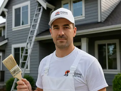 Professional painter Antonio Pizoni working on high-end Redmond home near Microsoft campus