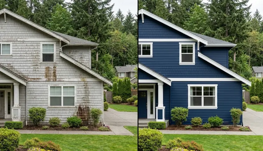 Before and after transformation of craftsman home in Sammamish