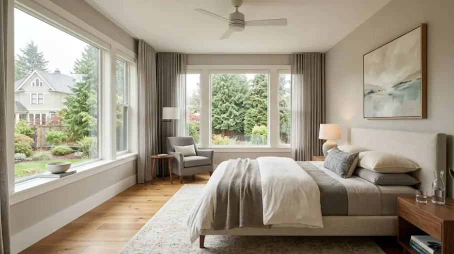 Seattle bedroom painted with warm undertone colors that hold up in Pacific Northwest overcast light