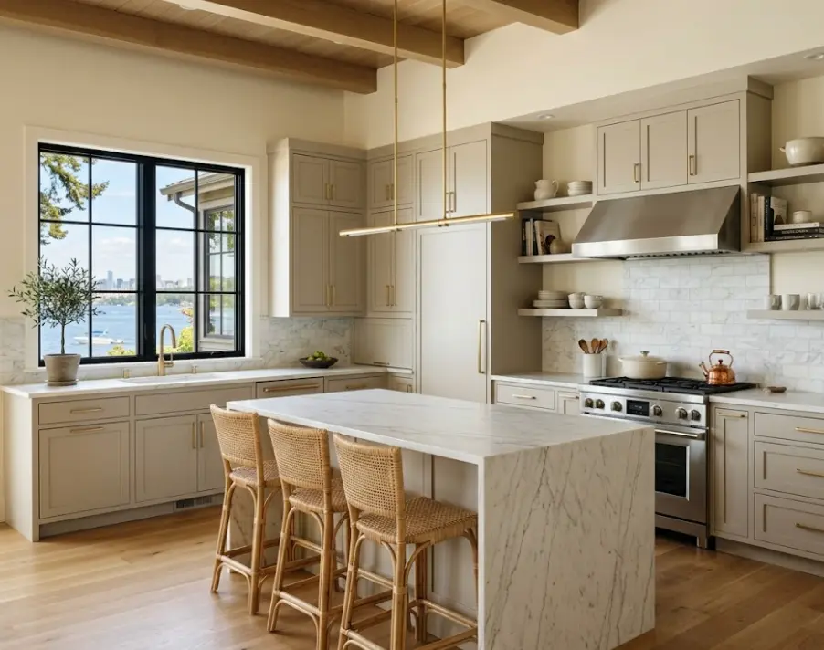 Luxury kitchen cabinet transformation in Madison Park Seattle waterfront home