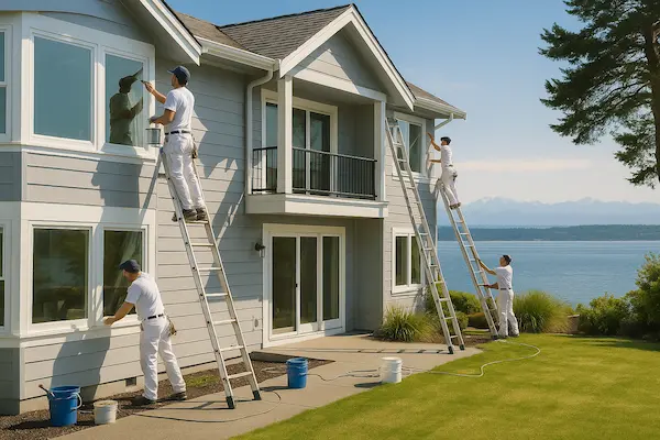Professional waterfront home painting in Richmond Beach Shoreline with marine-grade materials