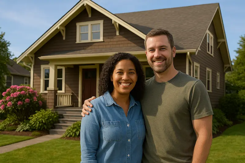 Happy Snohomish homeowners in front of their beautifully painted home