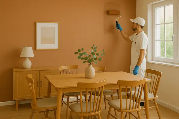 Elegant dining room wall painting in Kirkland with warm earth tones