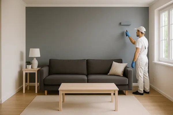 Modern living room wall painting in Kirkland with gray accent wall