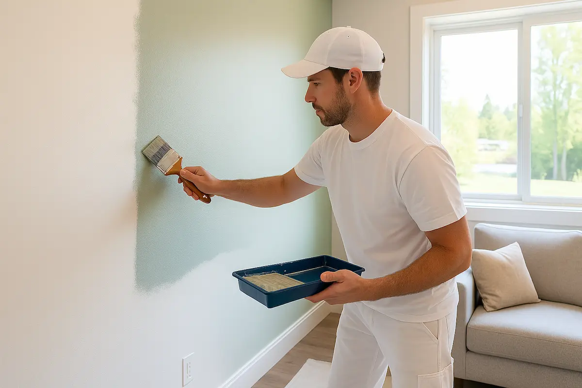Professional wall painting service in Woodinville WA showing expert texture matching and repair